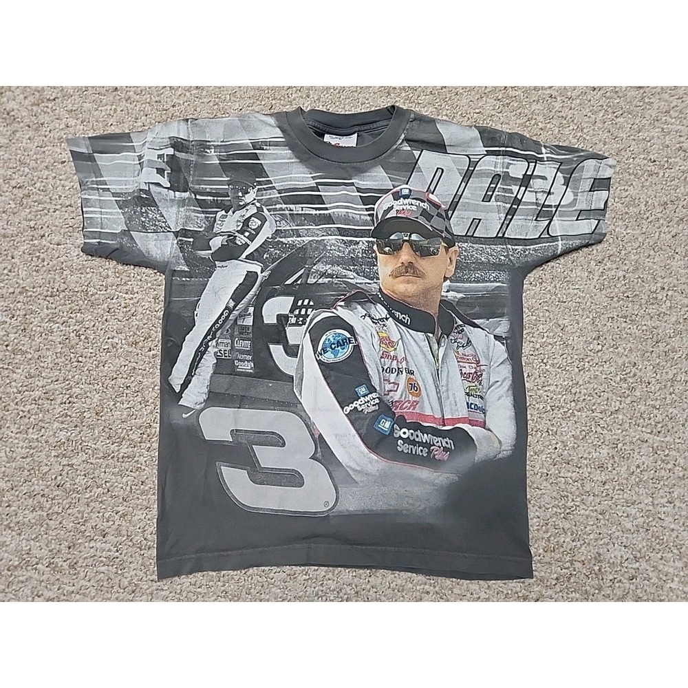 Vintage Dale Earnhardt All Over Print 2 Sided NASCAR T Shirt Chase Authentic M
